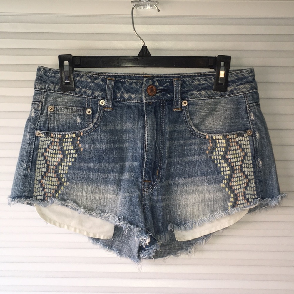 American Eagle Hi-Rose Festival Denim Shorts